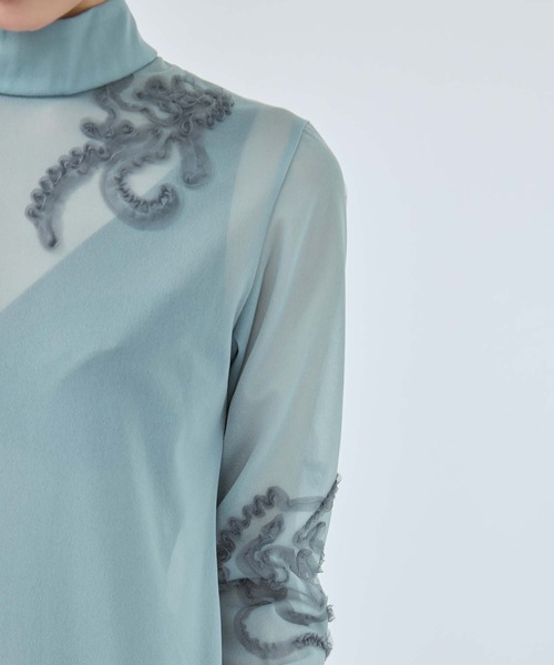 MURRAL（ミューラル）の「【MURRAL/ミューラル】別注Moon road embroidered sheer top/ムーンロードエンブロイダリーシアートップ（シャツ/ブラウス・レディース・ブルー/ネイビー・2）」の14枚目の写真