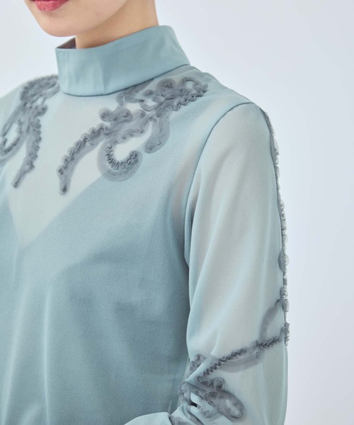 MURRAL（ミューラル）の「【MURRAL/ミューラル】別注Moon road embroidered sheer top/ムーンロードエンブロイダリーシアートップ（シャツ/ブラウス・レディース・ブルー/ネイビー・2）」の15枚目の写真