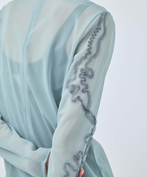 MURRAL（ミューラル）の「【MURRAL/ミューラル】別注Moon road embroidered sheer top/ムーンロードエンブロイダリーシアートップ（シャツ/ブラウス・レディース・ブルー/ネイビー・2）」の17枚目の写真