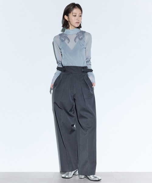MURRAL/ミューラル】別注Moon road embroidered sheer top/ムーン