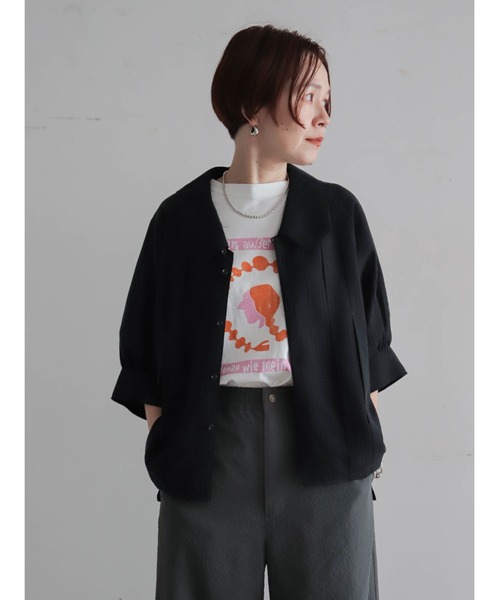 FIL DE FER(フィルデフェール)の「【予約】シャドーストライプ 変形カラーブラウス(シャツ/ブラウス・レディース・ブラック/ブラウン・FREE)」の10枚目の写真