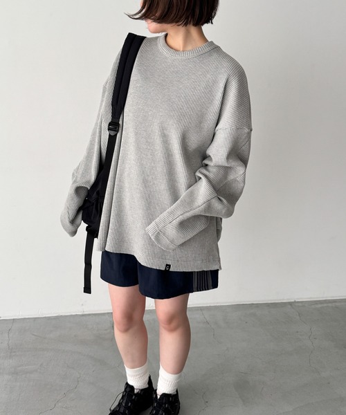 CANAL JEAN（キャナルジーン）の「choice_cnl　サーマルオーバーロンT（Tシャツ/カットソー・レディース・ヘザーグレー/ホワイト・ONE SIZE）」の2枚目の写真