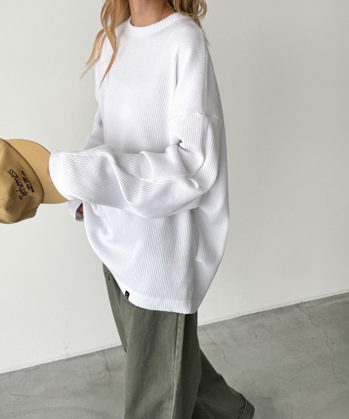CANAL JEAN（キャナルジーン）の「choice_cnl　サーマルオーバーロンT（Tシャツ/カットソー・レディース・ヘザーグレー/ホワイト・ONE SIZE）」の3枚目の写真
