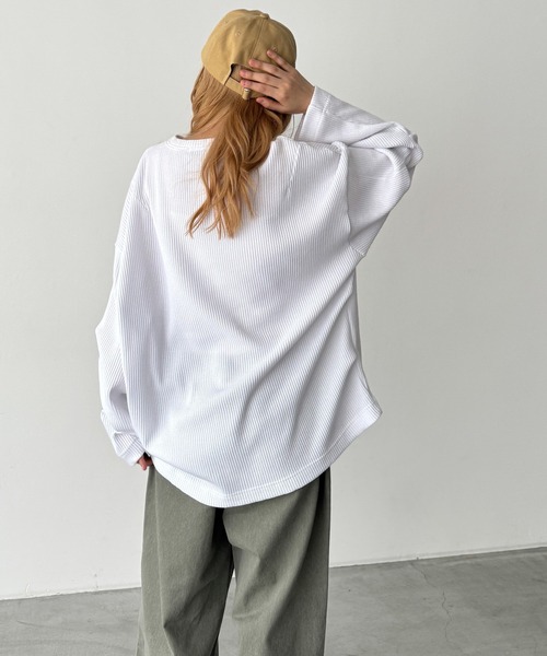 CANAL JEAN（キャナルジーン）の「choice_cnl　サーマルオーバーロンT（Tシャツ/カットソー・レディース・ヘザーグレー/ホワイト・ONE SIZE）」の4枚目の写真