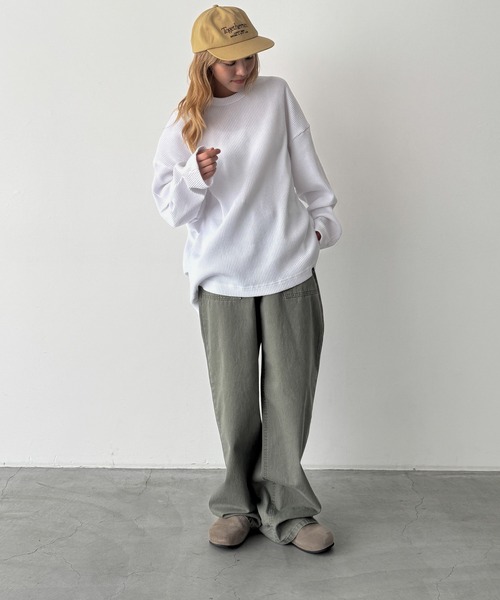 CANAL JEAN（キャナルジーン）の「choice_cnl　サーマルオーバーロンT（Tシャツ/カットソー・レディース・ヘザーグレー/ホワイト・ONE SIZE）」の5枚目の写真