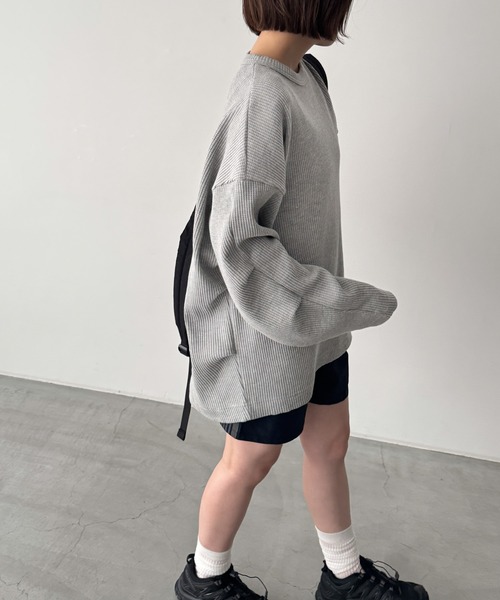 CANAL JEAN（キャナルジーン）の「choice_cnl　サーマルオーバーロンT（Tシャツ/カットソー・レディース・ヘザーグレー/ホワイト・ONE SIZE）」の6枚目の写真