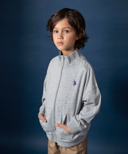 BRANSHES（ブランシェス）の「【U.S. POLO  ASSN.】ワンポイント刺繍長袖ジャケット（その他アウター・キッズ・ネイビー/グレー・130/120/140/110/150/100）」の2枚目の写真