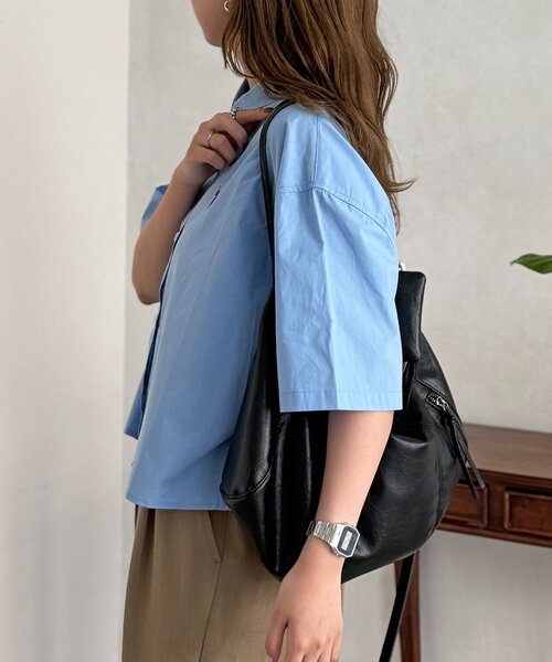 U.S. POLO ASSN.（ユーエスポロアッスン）の「クロップドシャツ（シャツ/ブラウス・レディース・ネイビー/イエロー/ホワイト/ホワイト系その他/サックスブルー/ブルー・FREE）」の9枚目の写真