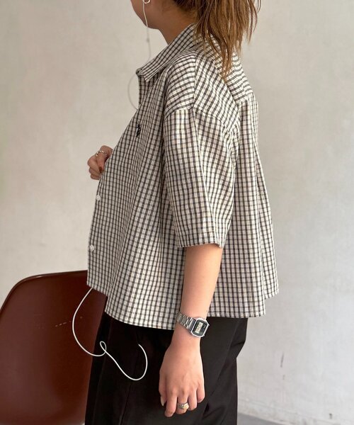 U.S. POLO ASSN.（ユーエスポロアッスン）の「クロップドシャツ（シャツ/ブラウス・レディース・ネイビー/イエロー/ホワイト/ホワイト系その他/サックスブルー/ブルー・FREE）」の19枚目の写真
