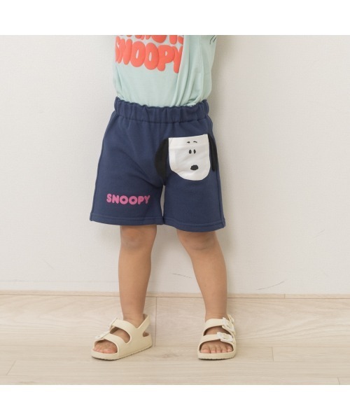PEANUTS(ピーナッツ)の「SNOOPY スヌーピー ショートパンツ お顔ポケット(その他パンツ・キッズ・ネイビー・100cm/90cm/80cm)」の1枚目の写真