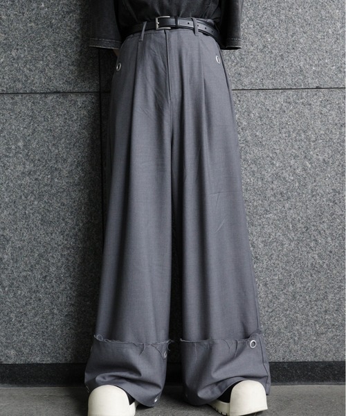 ERAR(エラー)の「【ERAR】ロールアップアイレットリングタックワイドスラックス(スラックス・メンズ・ブラック/チャコール・XL/L/M/S)」の17枚目の写真
