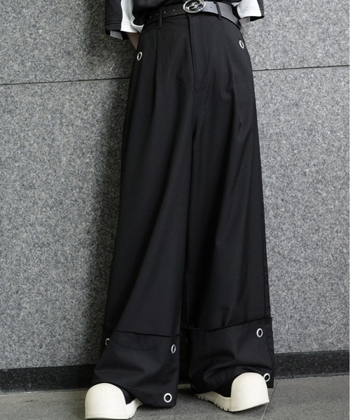 ERAR(エラー)の「【ERAR】ロールアップアイレットリングタックワイドスラックス(スラックス・メンズ・ブラック/チャコール・XL/L/M/S)」の15枚目の写真