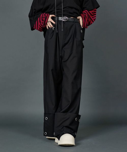 ERAR(エラー)の「【ERAR】ロールアップアイレットリングタックワイドスラックス(スラックス・メンズ・ブラック/チャコール・XL/L/M/S)」の21枚目の写真