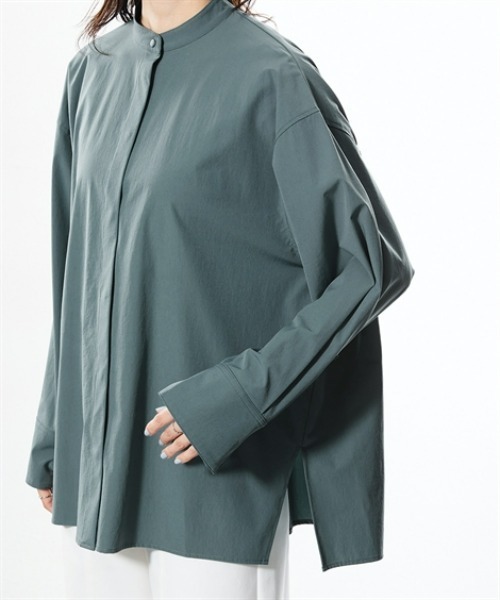 7days Life Styling(セブンデイズライフスタイリング)の「【接触冷感/UVカット/撥水】ストレッチバンドカラーギャザーシャツ(シャツ/ブラウス・レディース・グリーン系/ブラック・3L/LL/L/M)」の16枚目の写真