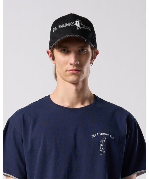 wjk(ダヴルジェイケイ)の「"panic" cut-off mesh cap(キャップ・メンズ・ブラック/ホワイト×ブラック・FREE)」の8枚目の写真