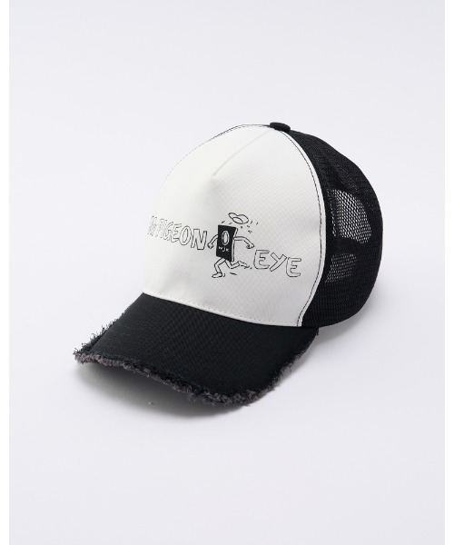 wjk(ダヴルジェイケイ)の「"panic" cut-off mesh cap(キャップ・メンズ・ブラック/ホワイト×ブラック・FREE)」の3枚目の写真