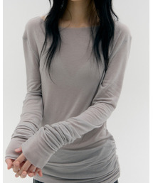 CACELE（カッセル）の「SHIRRING TENCEL LONG SLEEVE, LIGHT GRAY（Tシャツ/カットソー）」