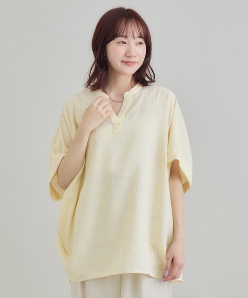 RU.TI.LE（ルチル）の「【RU.TI.LE】やわさらリネン混バンドカラーシャツ（シャツ/ブラウス・レディース・ラベンダー/イエロー/ベージュ・MEDIUM）」の3枚目の写真
