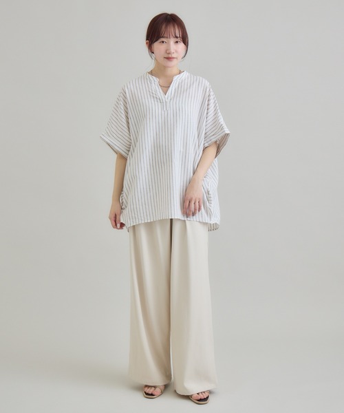 RU.TI.LE（ルチル）の「【RU.TI.LE】やわさらリネン混バンドカラーシャツ（シャツ/ブラウス・レディース・ラベンダー/イエロー/ベージュ・MEDIUM）」の5枚目の写真