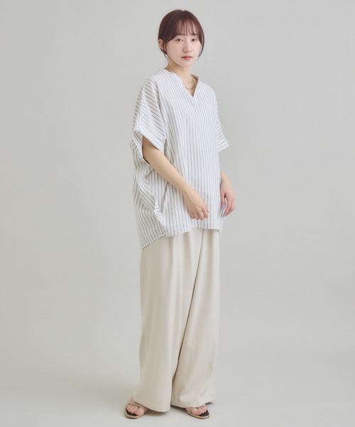 RU.TI.LE（ルチル）の「【RU.TI.LE】やわさらリネン混バンドカラーシャツ（シャツ/ブラウス・レディース・ラベンダー/イエロー/ベージュ・MEDIUM）」の6枚目の写真