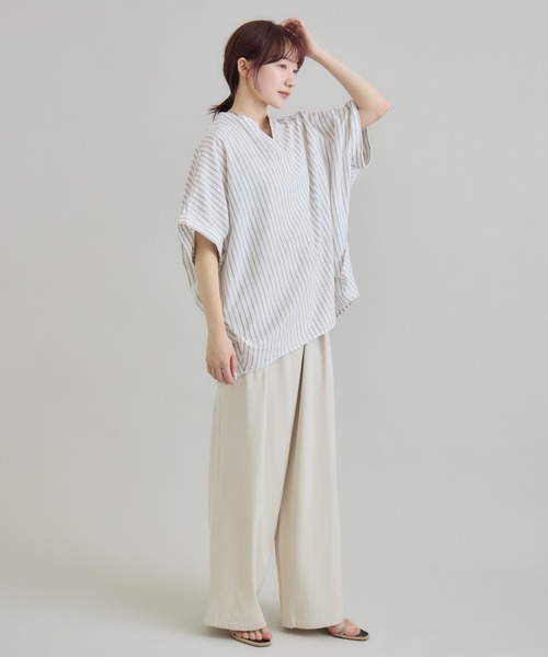 RU.TI.LE（ルチル）の「【RU.TI.LE】やわさらリネン混バンドカラーシャツ（シャツ/ブラウス・レディース・ラベンダー/イエロー/ベージュ・MEDIUM）」の7枚目の写真