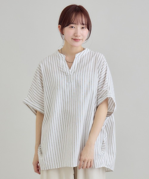 RU.TI.LE（ルチル）の「【RU.TI.LE】やわさらリネン混バンドカラーシャツ（シャツ/ブラウス・レディース・ラベンダー/イエロー/ベージュ・MEDIUM）」の9枚目の写真