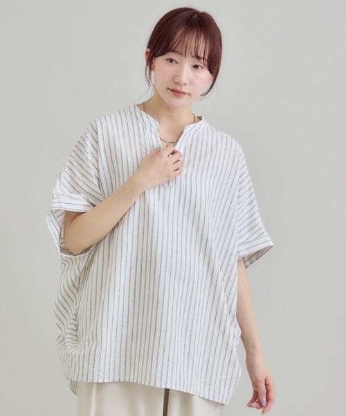 RU.TI.LE（ルチル）の「【RU.TI.LE】やわさらリネン混バンドカラーシャツ（シャツ/ブラウス・レディース・ラベンダー/イエロー/ベージュ・MEDIUM）」の10枚目の写真