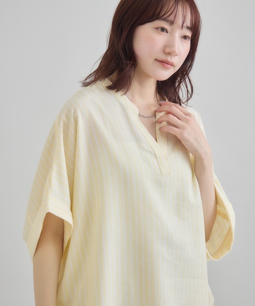 RU.TI.LE（ルチル）の「【RU.TI.LE】やわさらリネン混バンドカラーシャツ（シャツ/ブラウス・レディース・ラベンダー/イエロー/ベージュ・MEDIUM）」の4枚目の写真