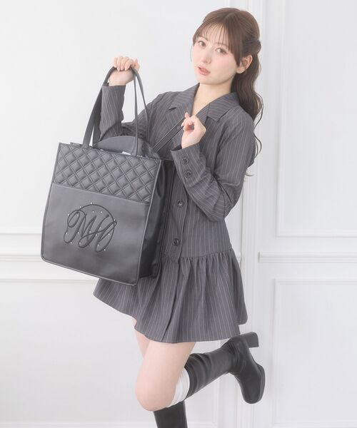MAJESTIC LEGON(マジェスティックレゴン)の「キルティングロゴトートバッグ(トートバッグ・レディース・アイボリー/ピンク/ブラック/サックスブルー・FREE)」の11枚目の写真