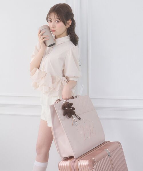 MAJESTIC LEGON(マジェスティックレゴン)の「キルティングロゴトートバッグ(トートバッグ・レディース・アイボリー/ピンク/ブラック/サックスブルー・FREE)」の19枚目の写真