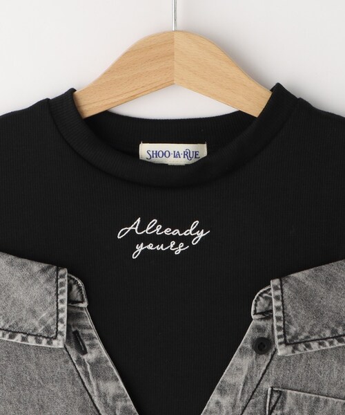 SHOO・LA・RUE(シューラルー)の「【120-150cm】肩あきデニムドッキングシャツ(Tシャツ/カットソー・キッズ・グレー系4/ブルー系5・12/13/14/15 )」の6枚目の写真