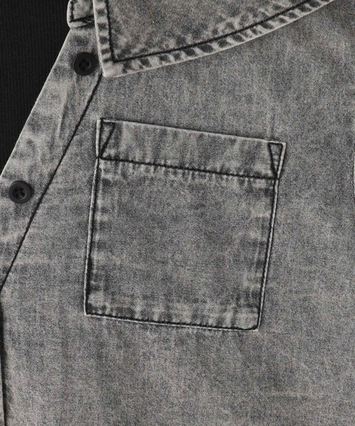 SHOO・LA・RUE(シューラルー)の「【120-150cm】肩あきデニムドッキングシャツ(Tシャツ/カットソー・キッズ・グレー系4/ブルー系5・12/13/14/15 )」の8枚目の写真