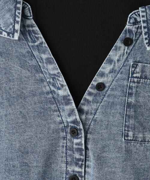 SHOO・LA・RUE(シューラルー)の「【120-150cm】肩あきデニムドッキングシャツ(Tシャツ/カットソー・キッズ・グレー系4/ブルー系5・12/13/14/15 )」の11枚目の写真