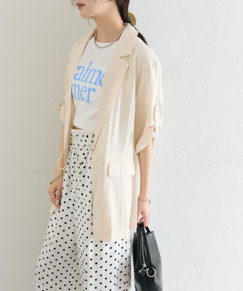 mystic（ミスティック）の「シアー半袖ジャケット（テーラードジャケット・レディース・ブラック/アイボリー/ブルー・FREE）」の16枚目の写真