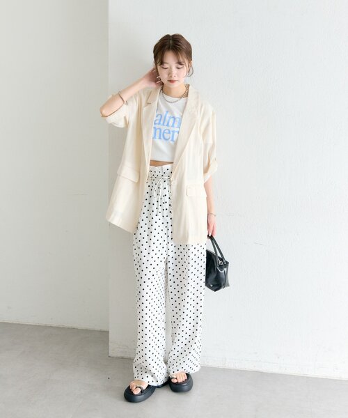 mystic（ミスティック）の「シアー半袖ジャケット（テーラードジャケット・レディース・ブラック/アイボリー/ブルー・FREE）」の19枚目の写真