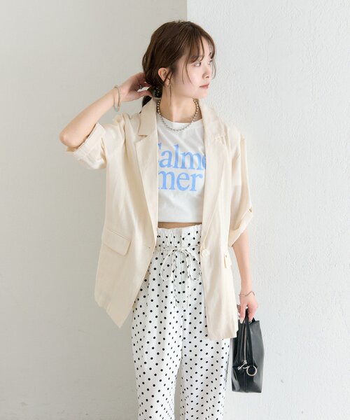 mystic（ミスティック）の「シアー半袖ジャケット（テーラードジャケット・レディース・ブラック/アイボリー/ブルー・FREE）」の22枚目の写真