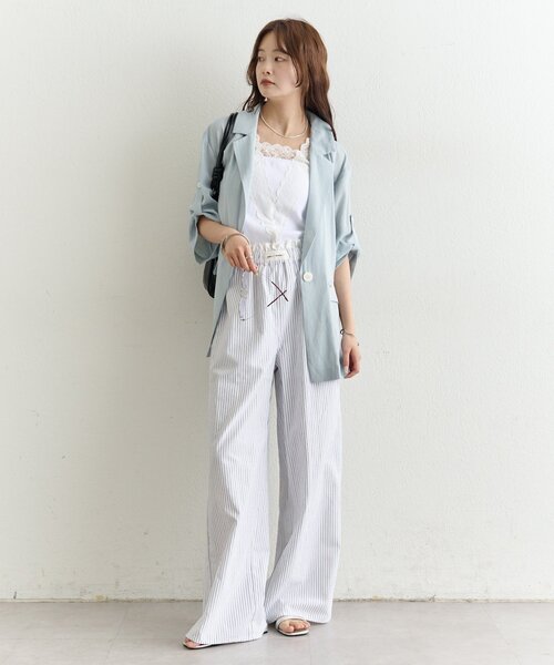 mystic（ミスティック）の「シアー半袖ジャケット（テーラードジャケット・レディース・ブラック/アイボリー/ブルー・FREE）」の7枚目の写真