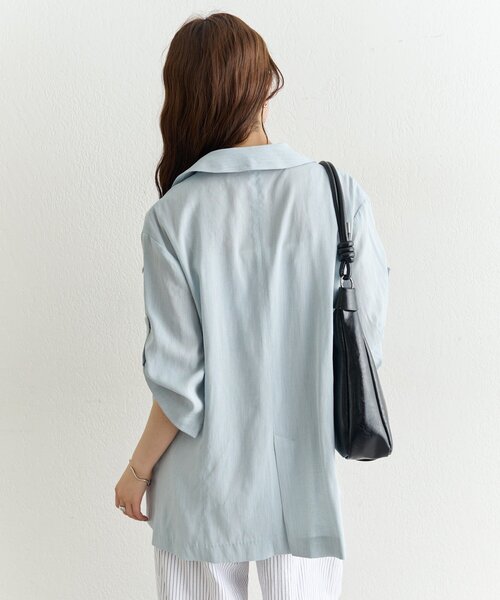 mystic（ミスティック）の「シアー半袖ジャケット（テーラードジャケット・レディース・ブラック/アイボリー/ブルー・FREE）」の14枚目の写真