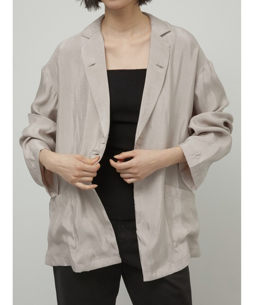 LA PEAU DE GEM（ラポドゥジェム）の「【LA PEAU DE GEM】2way drape jacket/2wayドレープジャケット（テーラードジャケット・レディース・ベージュ/ブラック・FREE）」の6枚目の写真