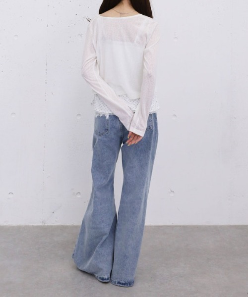 archives(アルシーヴ)の「シアーカットコンパクトカーディガン(Tシャツ/カットソー・レディース・オフホワイト/ブラック・MEDIUM)」の13枚目の写真