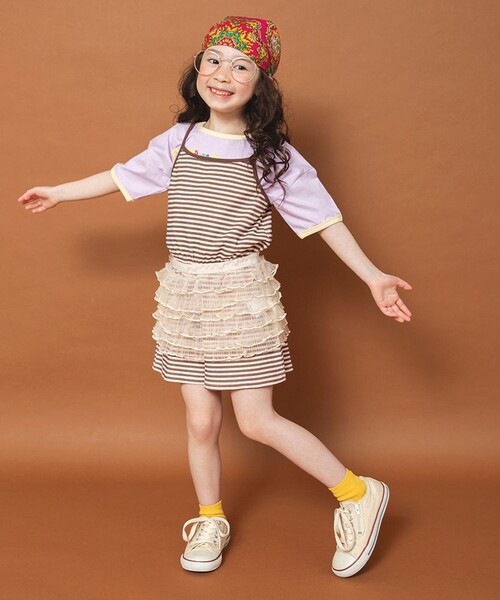 DRC branshes(ディーアールシーブランシェス)の「【WEB限定/りぃー×branshesコラボ】チュールフリル(スカート・キッズ・レッド/ブラウン/アイボリー・M/S)」の9枚目の写真