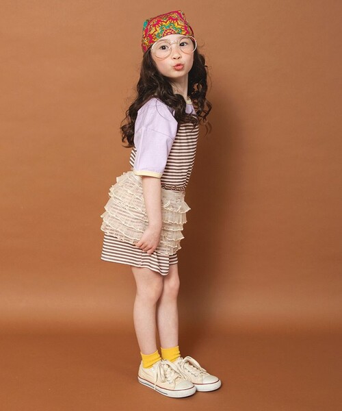 DRC branshes(ディーアールシーブランシェス)の「【WEB限定/りぃー×branshesコラボ】チュールフリル(スカート・キッズ・レッド/ブラウン/アイボリー・M/S)」の10枚目の写真