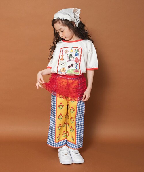 DRC branshes(ディーアールシーブランシェス)の「【WEB限定/りぃー×branshesコラボ】チュールフリル(スカート・キッズ・レッド/ブラウン/アイボリー・M/S)」の16枚目の写真