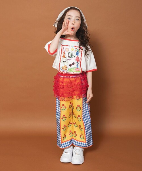DRC branshes(ディーアールシーブランシェス)の「【WEB限定/りぃー×branshesコラボ】チュールフリル(スカート・キッズ・レッド/ブラウン/アイボリー・M/S)」の17枚目の写真