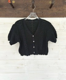 【 New market 】 フリル 半袖 ニット カーディガン