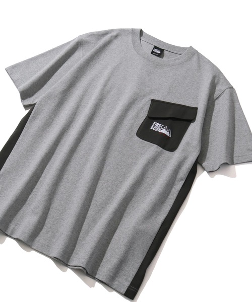 FIRST DOWN(ファーストダウン)の「【FIRST DOWN/ファーストダウン】S/S POCKET TEE / ポケット ショートスリーブTシャツ(Tシャツ/カットソー・メンズ・ヘザーグレー/ブラック・XL/L/M)」の2枚目の写真