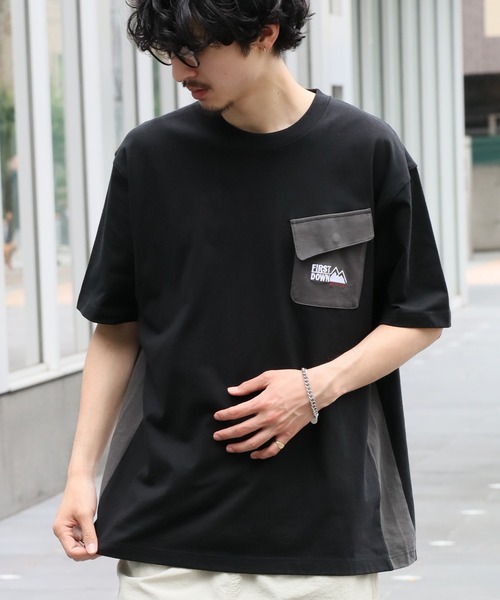 FIRST DOWN(ファーストダウン)の「【FIRST DOWN/ファーストダウン】S/S POCKET TEE / ポケット ショートスリーブTシャツ(Tシャツ/カットソー・メンズ・ヘザーグレー/ブラック・XL/L/M)」の1枚目の写真