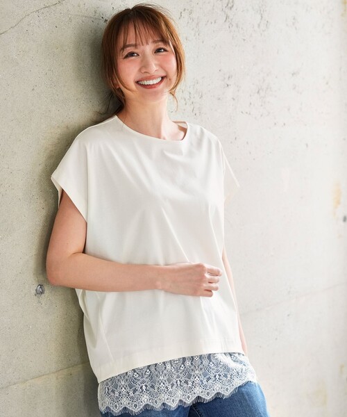 ANY SIS(エニィスィス)の「【シルクタッチさら魅せTシャツ】後ろコクーン プルオーバー(Tシャツ/カットソー・レディース・ダークブラウン系/ライラック系/ブラック系/アイボリー系2/ダークグリーン系/ベージュ系2/オレンジ系/アイボリー系・MEDIUM)」の11枚目の写真