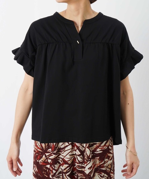 LUCA/LADY LUCK LUCA(ルカ/レディラックルカ)の「LC/LLL セミシルケットシャーリング半袖スキッパープルオーバー(Tシャツ/カットソー・レディース・レッド/ブルー/ブラック・FREE)」の18枚目の写真