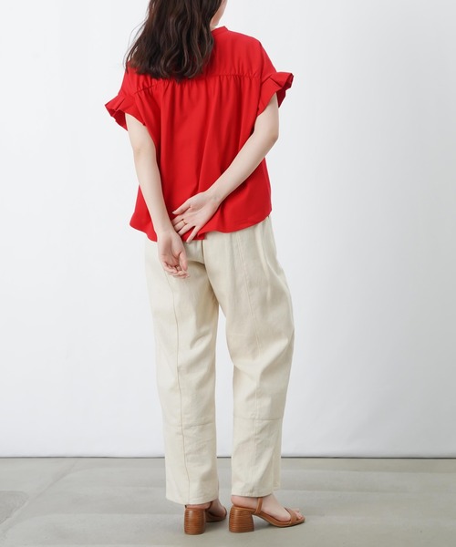 LUCA/LADY LUCK LUCA(ルカ/レディラックルカ)の「LC/LLL セミシルケットシャーリング半袖スキッパープルオーバー(Tシャツ/カットソー・レディース・レッド/ブルー/ブラック・FREE)」の7枚目の写真